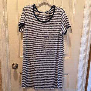 Market & Spruce Navy and White Striped Midi Dress